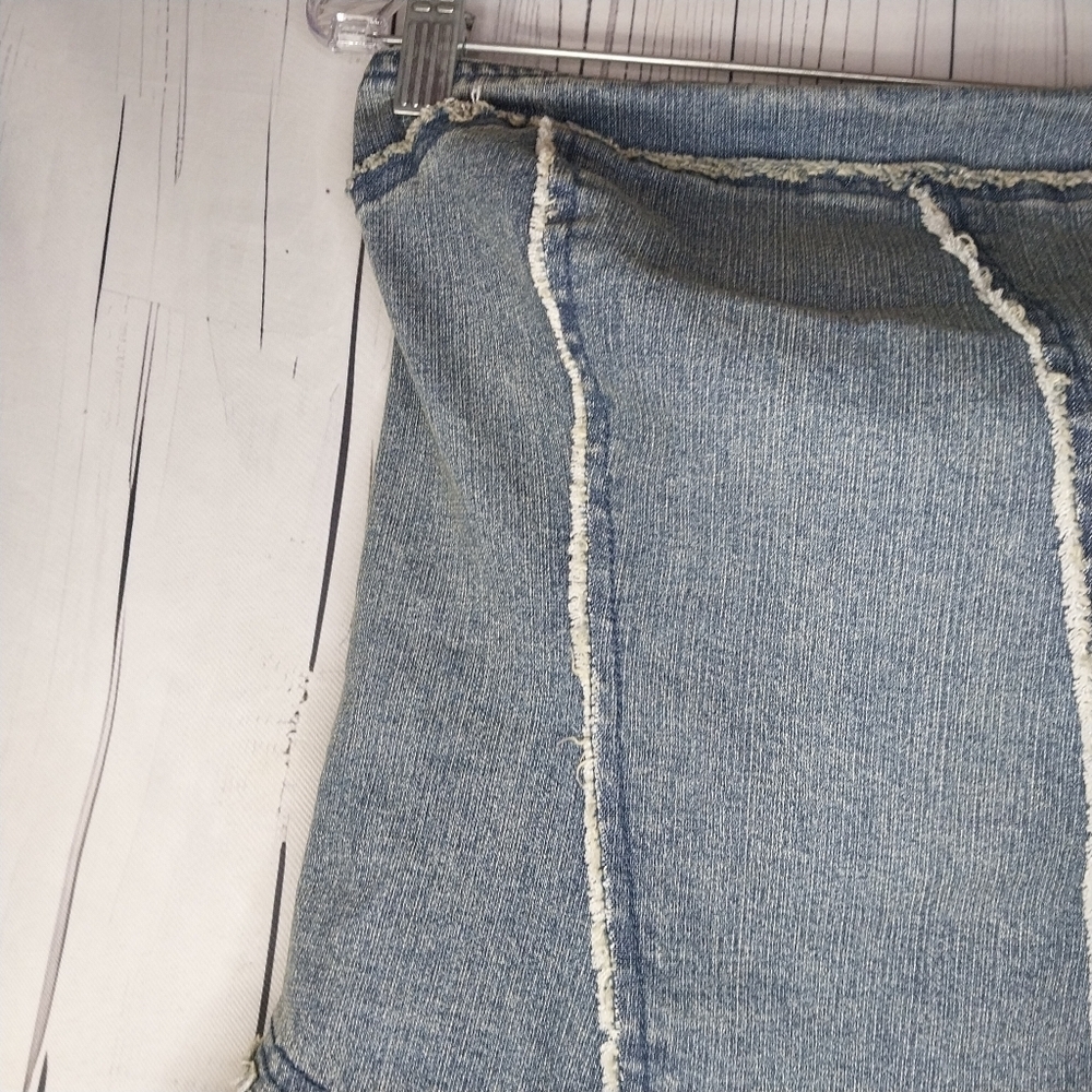 Kimchi Blur Urban Outfitters Denim And Lace Coquette Ruffle Tube Top Size L NWT - Picture 4 of 12